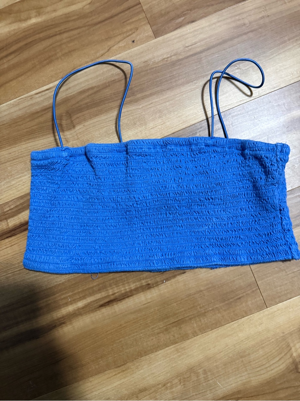 Anthropologie Blue Smocked Strapless Tube Top